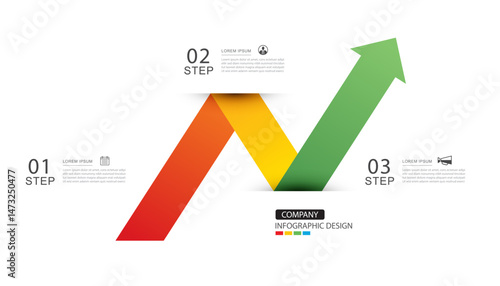 Infographics arrow from red to green layout template. Illustration business stocks abstract background.