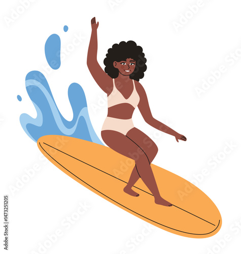 Canvas Print Woman surfing on waves
