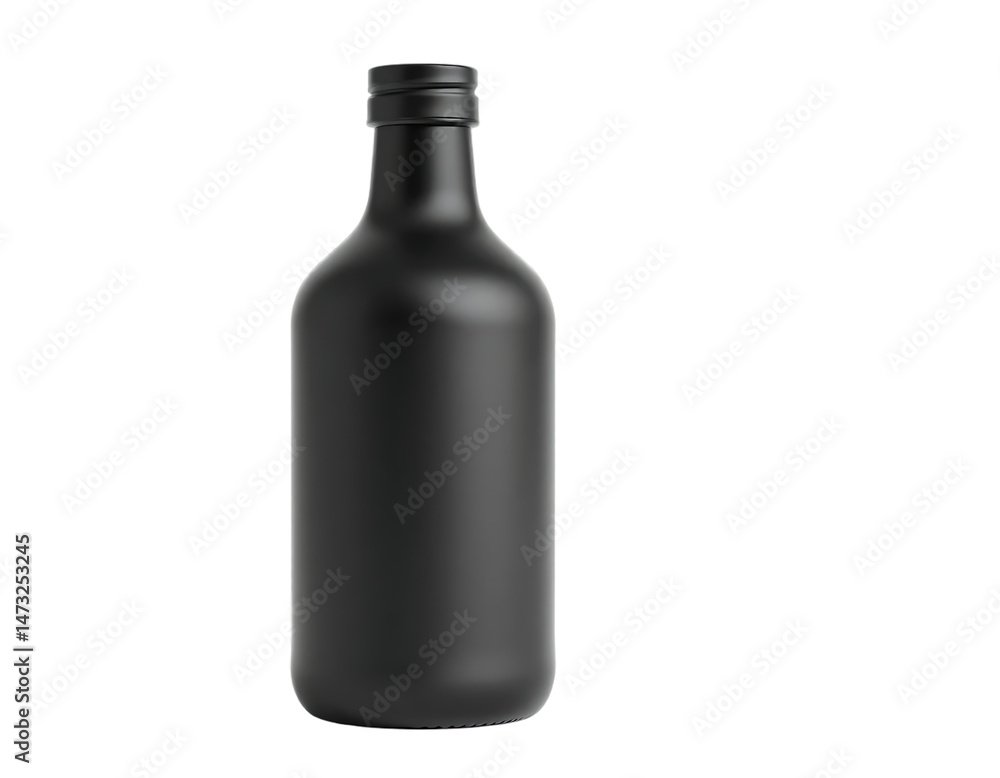 Elegant Black Bottle on Transparent Background Elegant Black Bottle on Transparent Background
