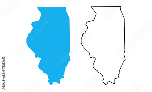 map of the U.S. state of illinois. Blue silhouette and outline isolated on white background
