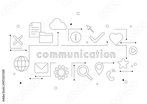 コミュニケーション 線画 イラスト素材