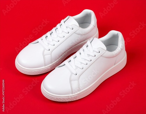 Wallpaper Mural White Sneakers on Red Background Product Photography Torontodigital.ca