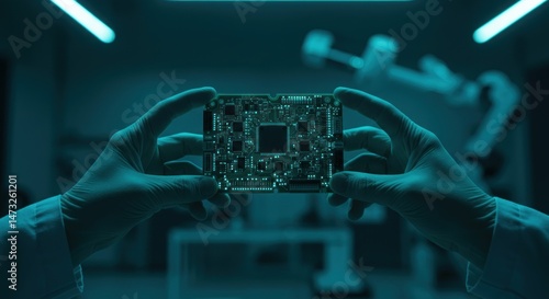 Circuit Board in Hands of Researcher