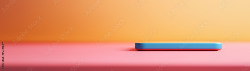 Seamless Interaction Through Touch-Sensitive Surfaces, A smartphone on a vibrant, contrasting background of orange and pink hues.