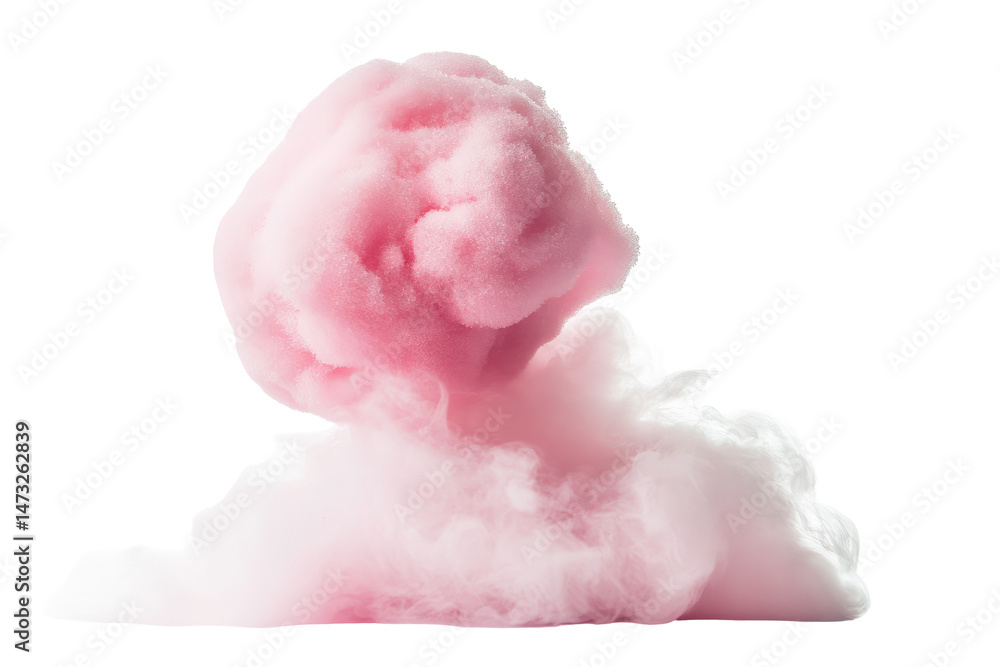 A fluffy, pink confection resembling a cloud A fluffy, pink confection resembling a cloud