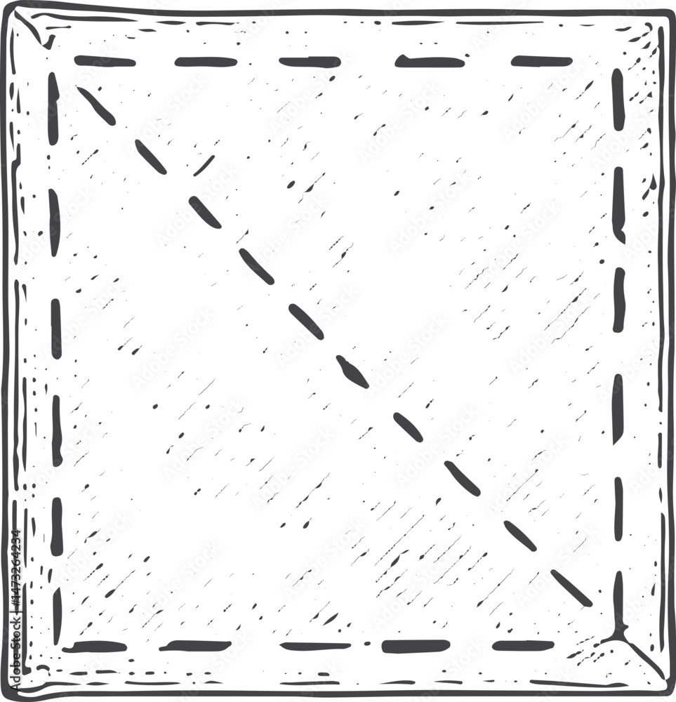 Fabric piece with a diagonal line illustration, a tailor’s material for pattern cutting, shown in a vintage sketch style, ideal for sewing and dressmaking projects on a white background Fabric piece with a diagonal line illustration, a tailor’s material for pattern cutting, shown in a vintage sketch style, ideal for sewing and dressmaking projects on a white background