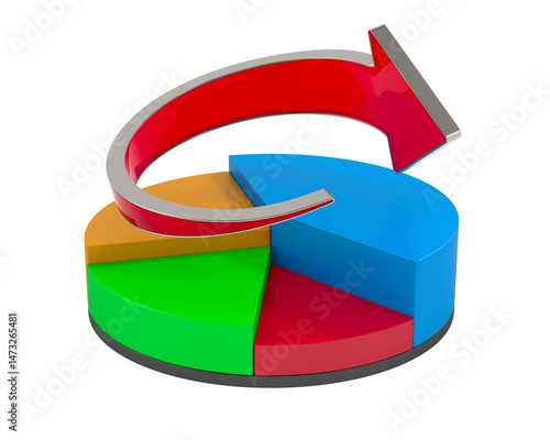 Pie chart on white background. Isolated 3D illustration