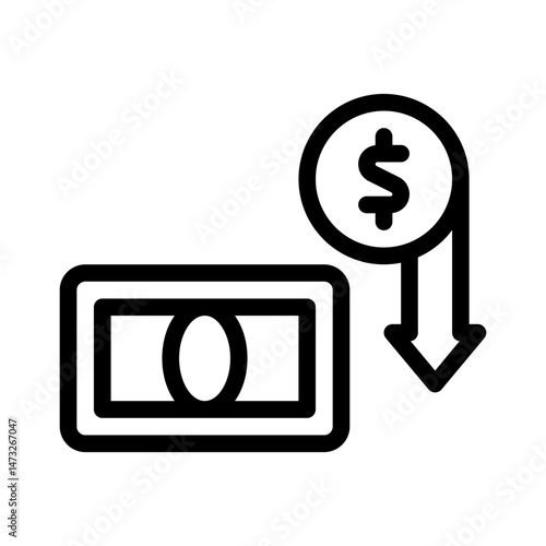 downward arrow line icon