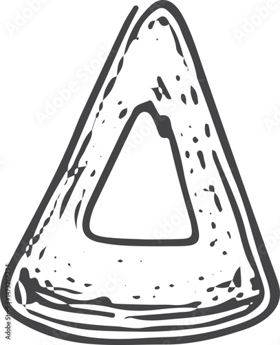 A detailed black and white illustration of a tailor's thimble with a triangular shape, designed to protect fingers while sewing, symbolizing precision and craftsmanship in tailoring