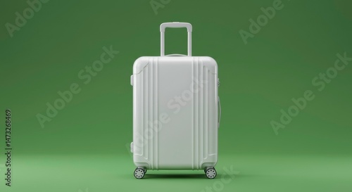 Minimalist image of a silver suitcase suitable for travel, business, and packing promotions or travel websites.