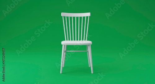 Simple white wooden chair suitable for home decor, furniture displays, and interior design promotions.
