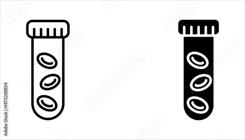 Hematology line icon set. Blood cells, Pictogram for web design, vector illustration on white background