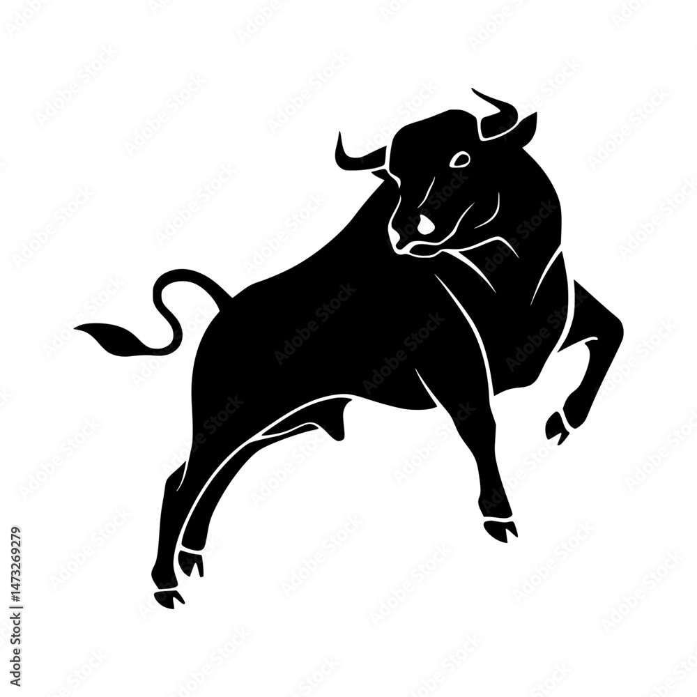 Black Bull Silhouette Vector Graphic Black Bull Silhouette Vector Graphic
