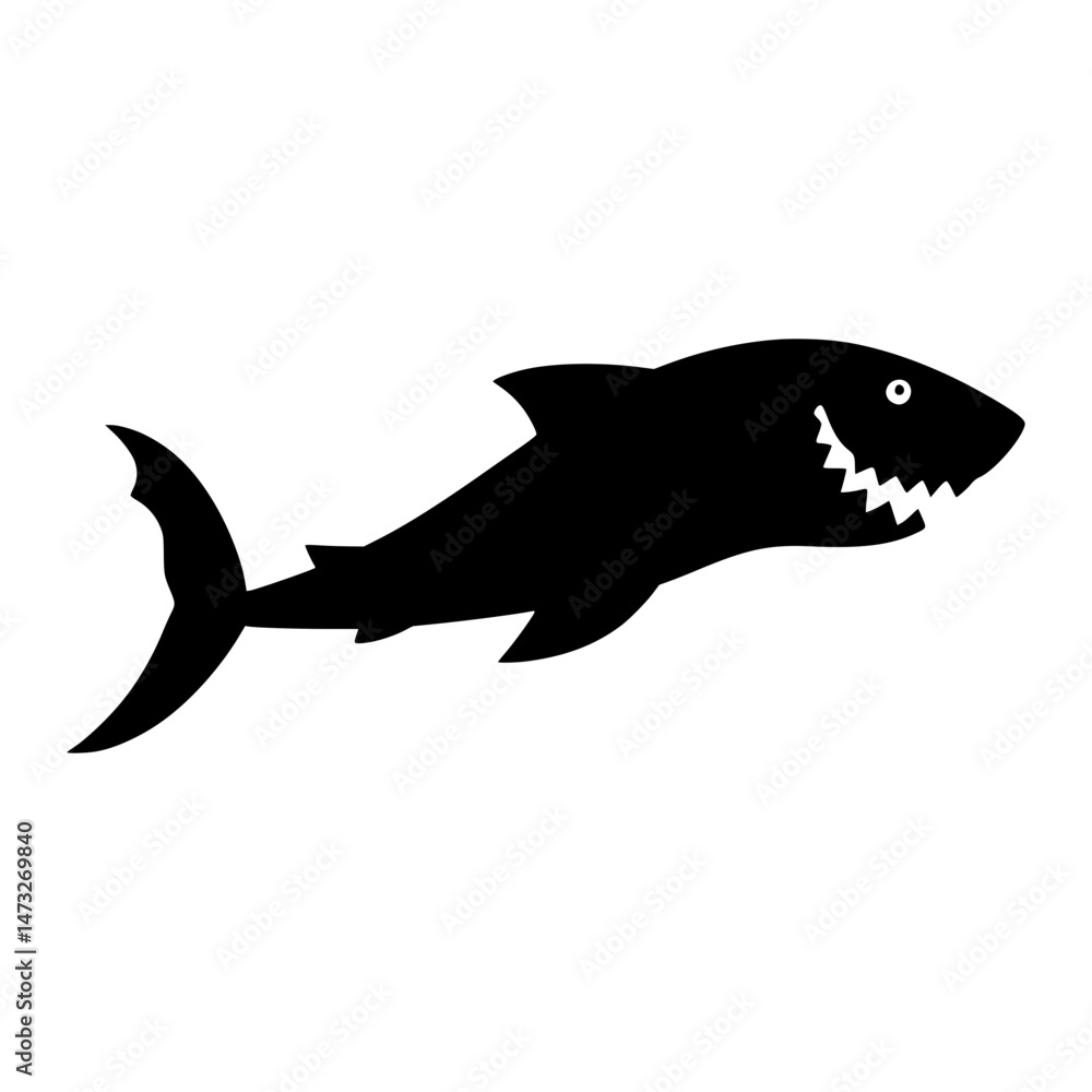 Fototapeta premium Black Shark Silhouette Vector Illustration