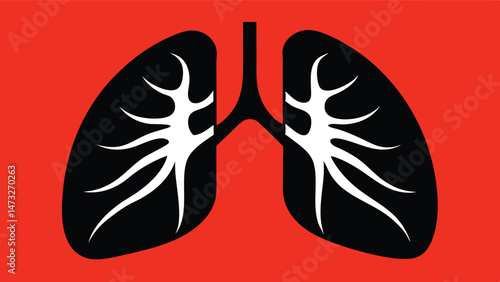 Simplified anatomy illustration of human lungs graphic design symbol on white background