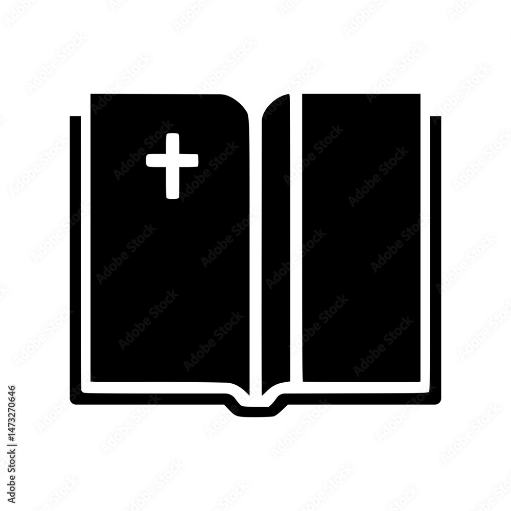 Fototapeta premium Open Bible Icon - Black Silhouette