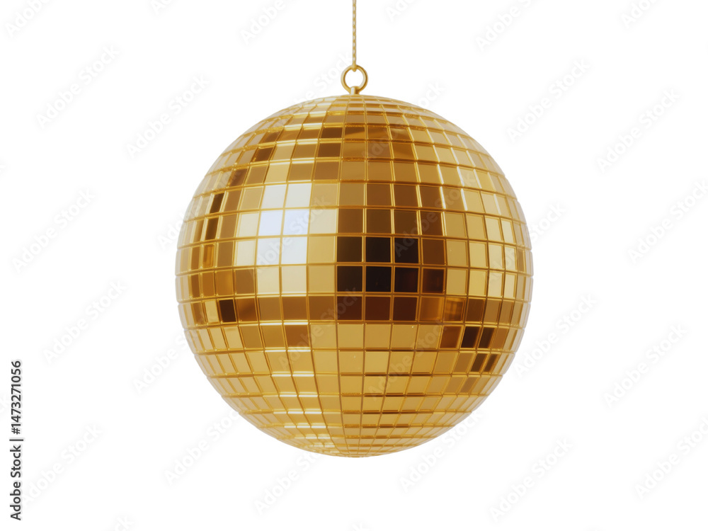 Fototapeta premium Gold Disco Ball Hanging Ornament Party Decoration