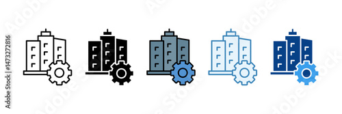 Building Management Icon Set Multiple Style Collection