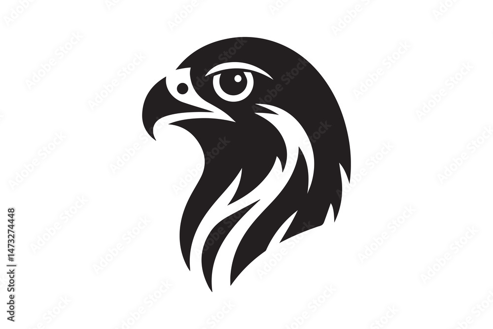 Fototapeta premium simple and unobtrusive Falcon head vector silhouette illustration isolated in white background