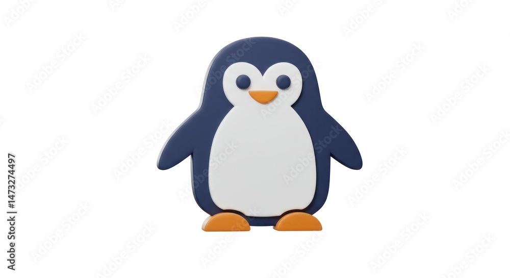 Fototapeta premium Isolated Cartoon Penguin on White Background