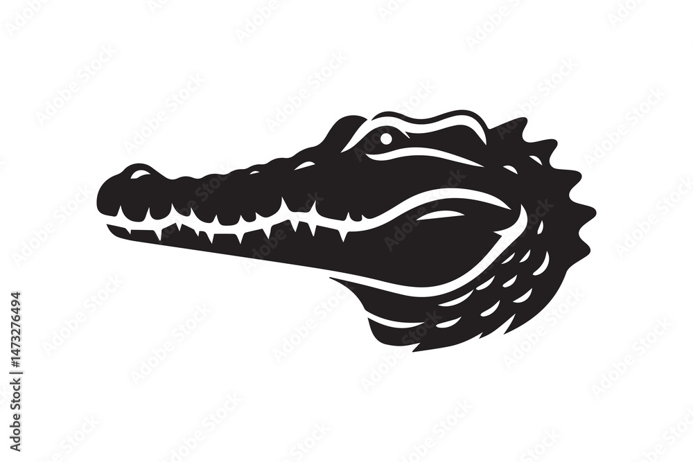 Fototapeta premium simple and unobtrusive Crocodile head vector silhouette illustration isolated in white background