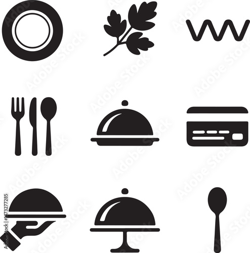 Kitchen Utensil Icons: A set of neatly arranged icons depicting various kitchen utensils. Perfect for culinary projects, cooking-related designs.
