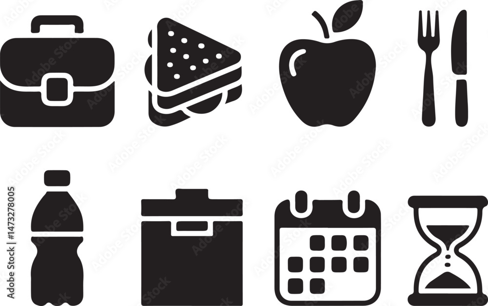 Kitchen Utensil Icons: A set of neatly arranged icons depicting various kitchen utensils. Perfect for culinary projects, cooking-related designs. Kitchen Utensil Icons: A set of neatly arranged icons depicting various kitchen utensils. Perfect for culinary projects, cooking-related designs.