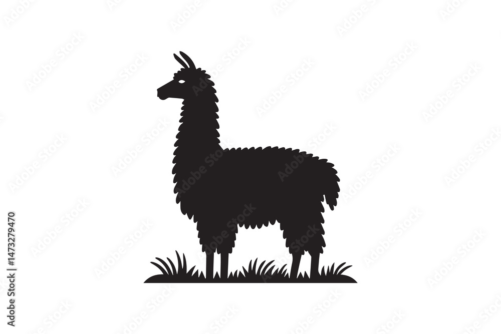 Fototapeta premium simple and unobtrusive lama vector silhouette illustration isolated in white background