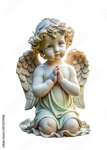 Adorable Praying Cherub Angel Statue Image