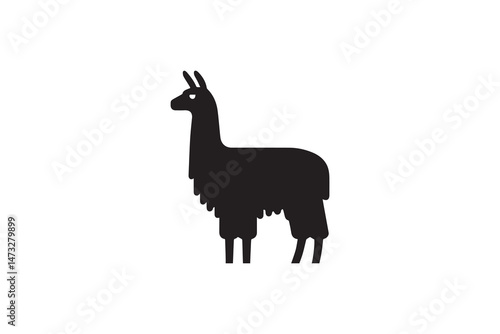 simple and unobtrusive lama vector silhouette illustration isolated in white background