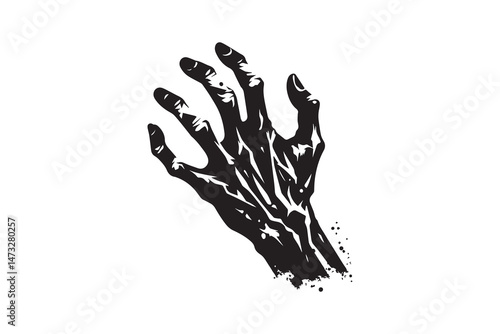 simple and unobtrusive Zombie's hand vector silhouette illustration isolated in white background
