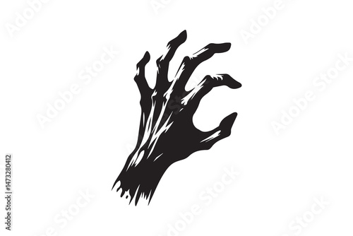 simple and unobtrusive Zombie's hand vector silhouette illustration isolated in white background