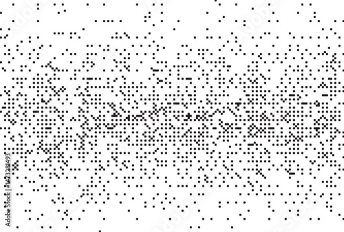 Monochrome Digital Noise Pattern Texture , A glitch-inspired monochrome digital pattern made of pixelated dot noise. Great for tech visuals, backgrounds, and experimental designs.