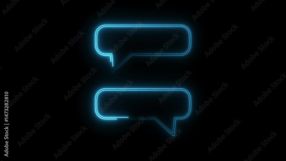 Neon speech bubble animation on black background modern communication and dialogue concept Neon speech bubble animation on black background modern communication and dialogue concept