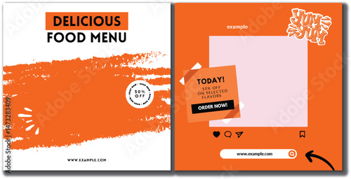 Eye-Catching Food Menu Template with Orange Accents and Special Offers