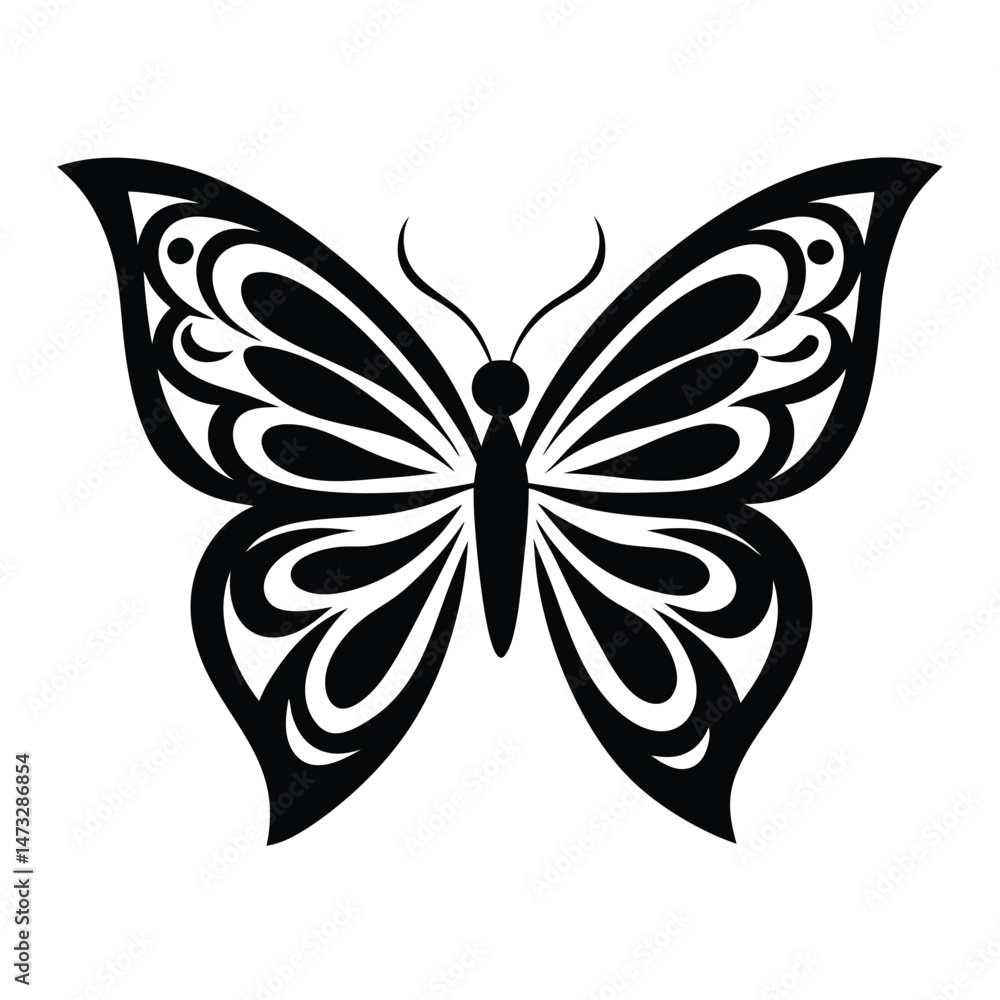 Fototapeta premium set of Butterfly silhouette butterfly silhouette icon vector illustration