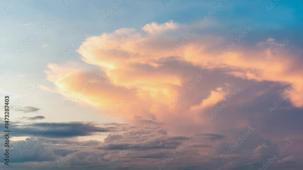 Colorful sunset cloudscape against a twilight sky. Colorful sunset cloudscape against a twilight sky.