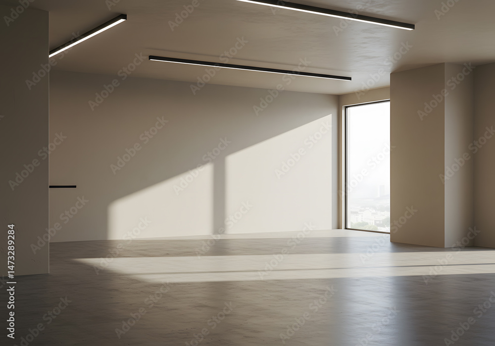 Obraz premium Modern Empty Room with Sunlight and Concrete Floor