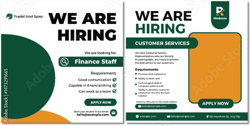 Company Hiring Event Featuring Customer Service and Finance Positions