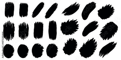 Vector illustration set of Various types of Brush hand print design elements with grunge texture