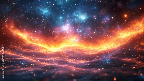 Wallpaper Mural Stellar formation in a vibrant nebula with dazzling light beams and galactic particles  Torontodigital.ca