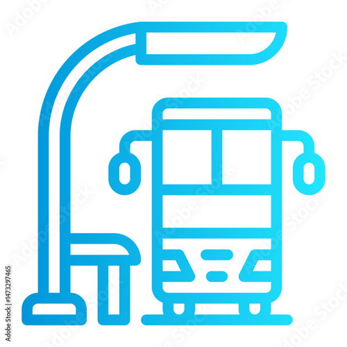 icon bus station with style gradient