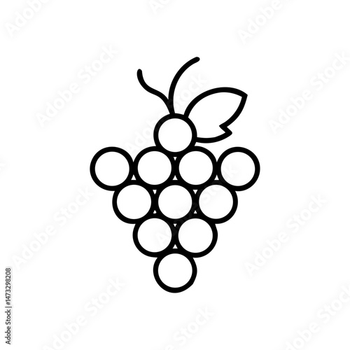 Grape cluster icon, line drawing, sweet and hydrating fruit snack for office