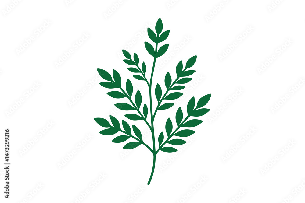 Naklejka premium simple and unobtrusive Leafy herb vector silhouette illustration isolated in white background