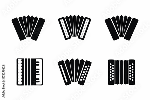 set of Accordion icon silhouette vector illustration
