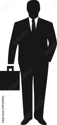 Businessman silhouette with briefcase in formal suit