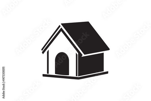 simple and unobtrusive dog house vector silhouette illustration isolated in white background