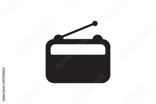 simple and unobtrusive Vintage radio vector silhouette illustration isolated in white background