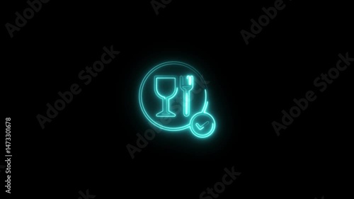 Wallpaper Mural glowing neon food icon animation black background. 4K Video motion graphic animation. Torontodigital.ca