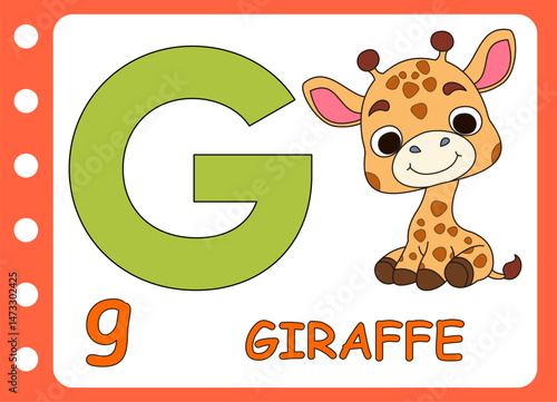 letter g for cute giraffe. kids education game